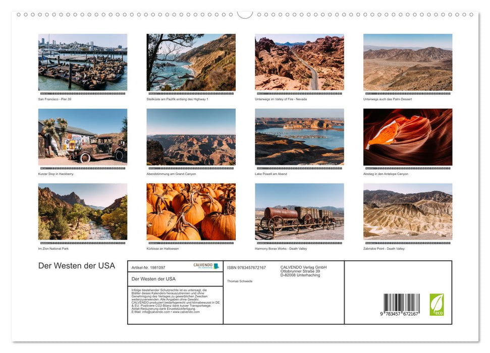 Der Westen der USA (CALVENDO Premium Wandkalender 2026)