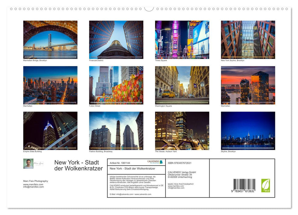 New York - Stadt der Wolkenkratzer (CALVENDO Premium Wandkalender 2026)