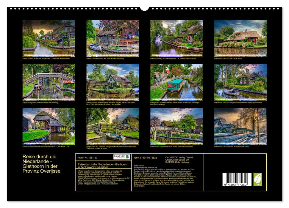 Reise durch die Niederlande - Giethoorn in der Provinz Overijssel (CALVENDO Premium Wandkalender 2026)