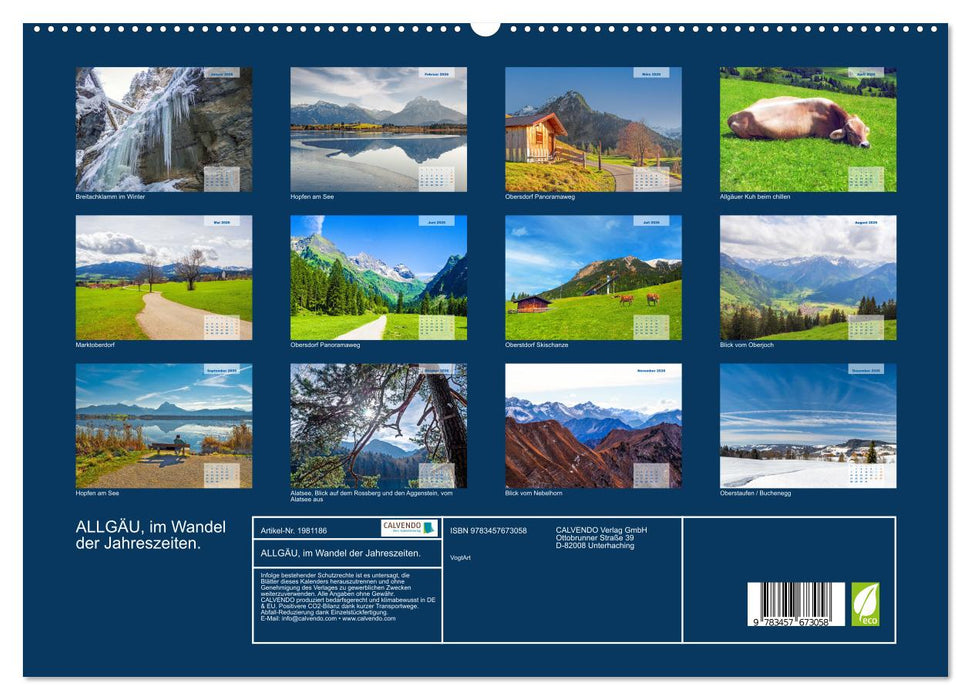 ALLGÄU, im Wandel der Jahreszeiten. (CALVENDO Premium Wandkalender 2026)