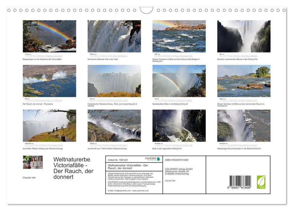 Weltnaturerbe Victoriafälle - Der Rauch, der donnert (CALVENDO Wandkalender 2026)