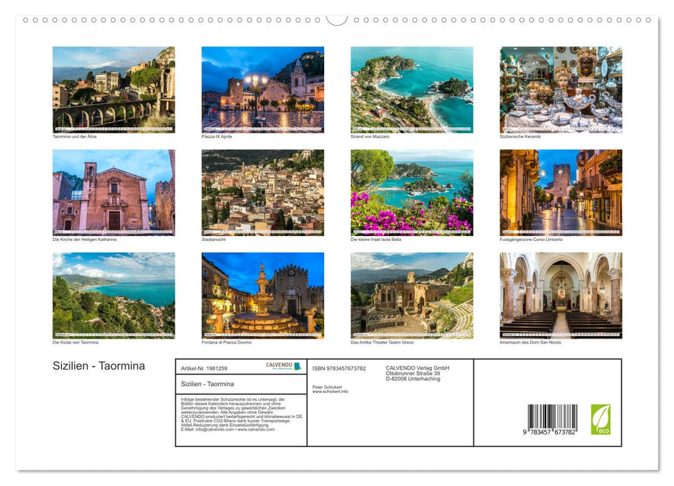 Sizilien - Taormina (CALVENDO Premium Wandkalender 2026)