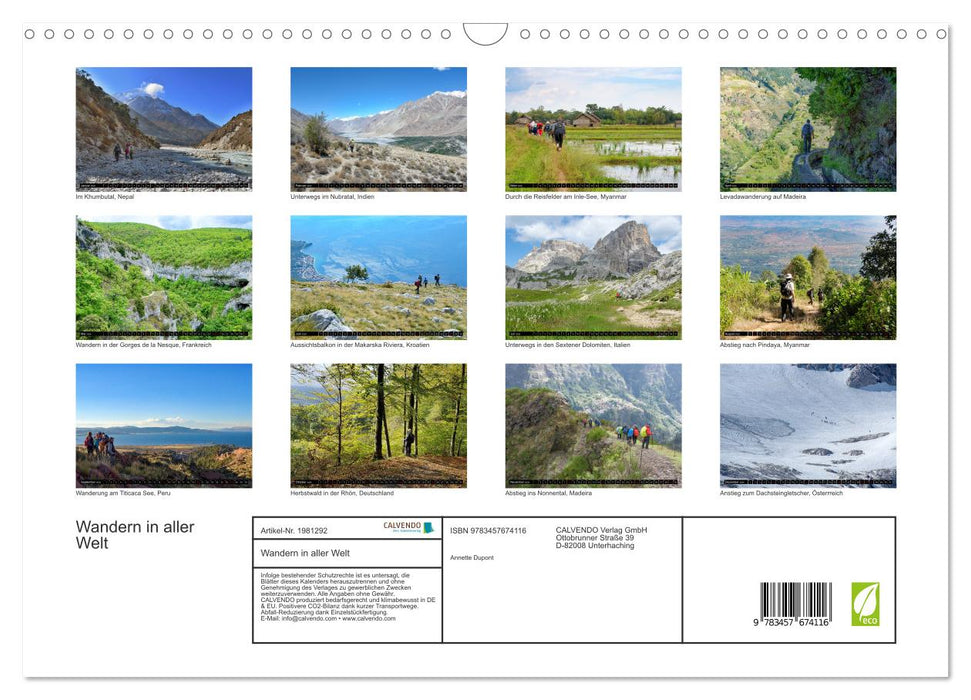 Wandern in aller Welt (CALVENDO Wandkalender 2026)