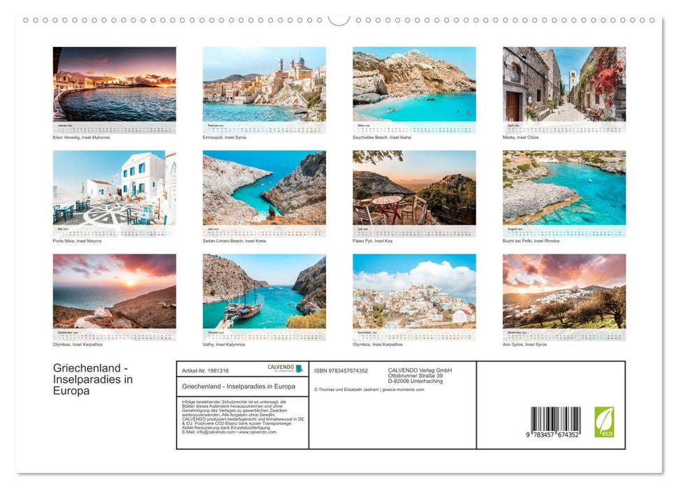 Griechenland - Inselparadies in Europa (CALVENDO Premium Wandkalender 2026)