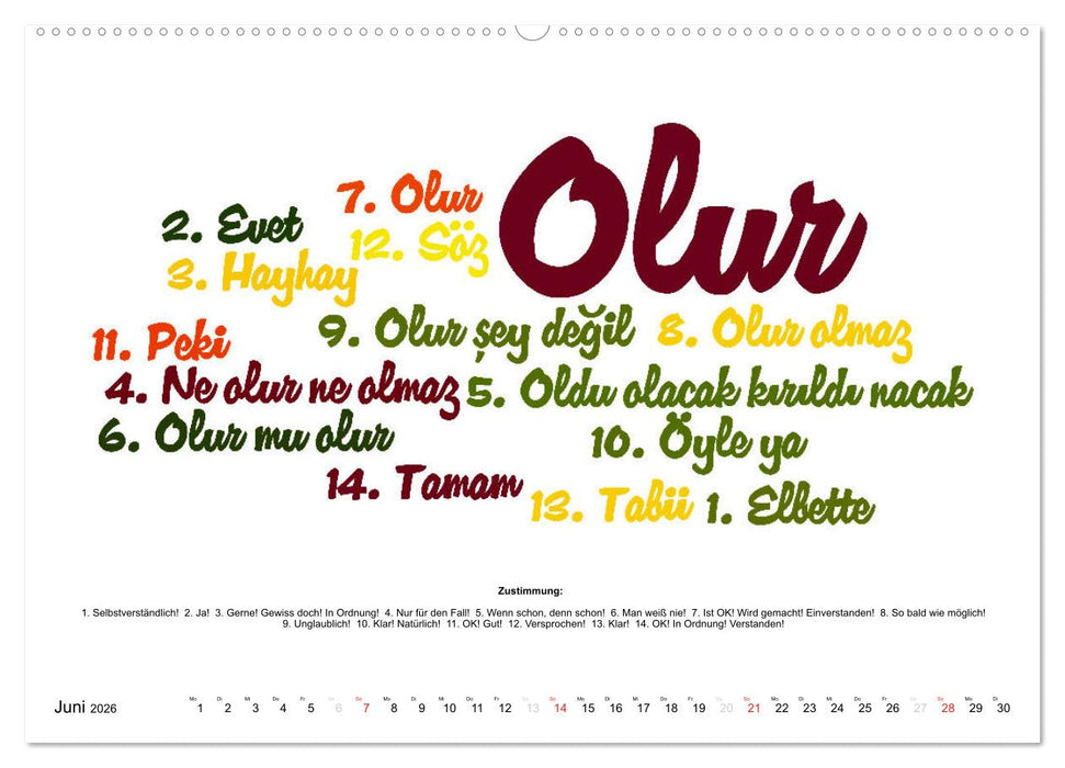 Smalltalk Sprachkalender Türkisch-Deutsch (CALVENDO Premium Wandkalender 2026)