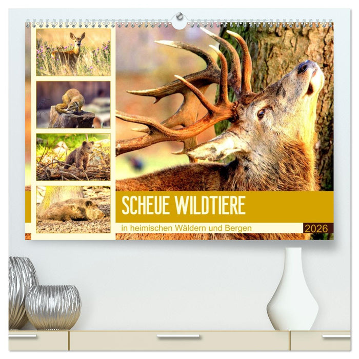 Scheue Wildtiere in heimischen Wäldern und Bergen (CALVENDO Premium Wandkalender 2026)