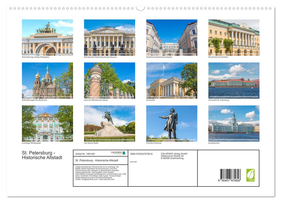 St. Petersburg - Historische Altstadt (CALVENDO Premium Wandkalender 2026)