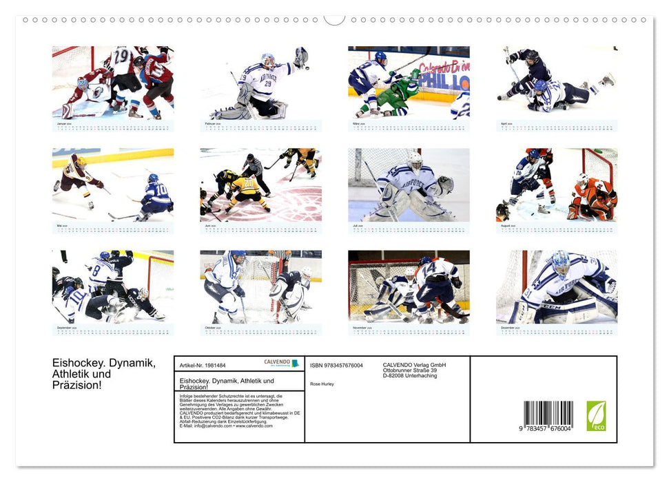Eishockey. Dynamik, Athletik und Präzision! (CALVENDO Premium Wandkalender 2026)