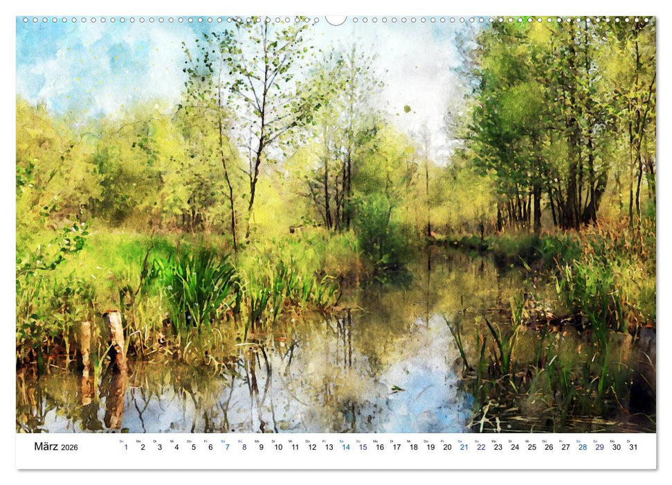 Spreewald Aquarell Impressionen (CALVENDO Wandkalender 2026)