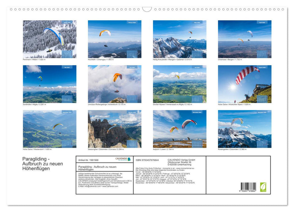 Paragliding - Aufbruch zu neuen Höhenflügen (CALVENDO Wandkalender 2026)