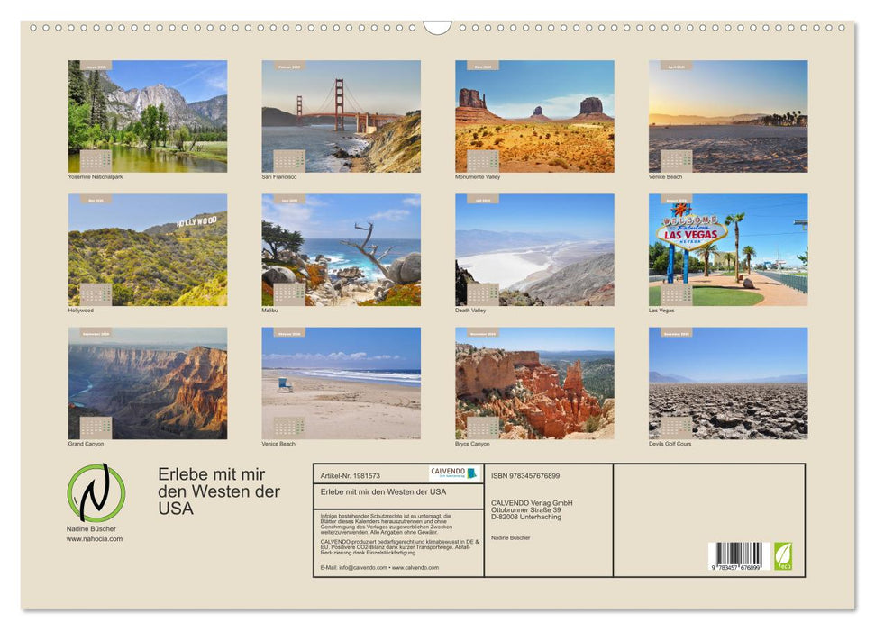 Erlebe mit mir den Westen der USA (CALVENDO Wandkalender 2026)