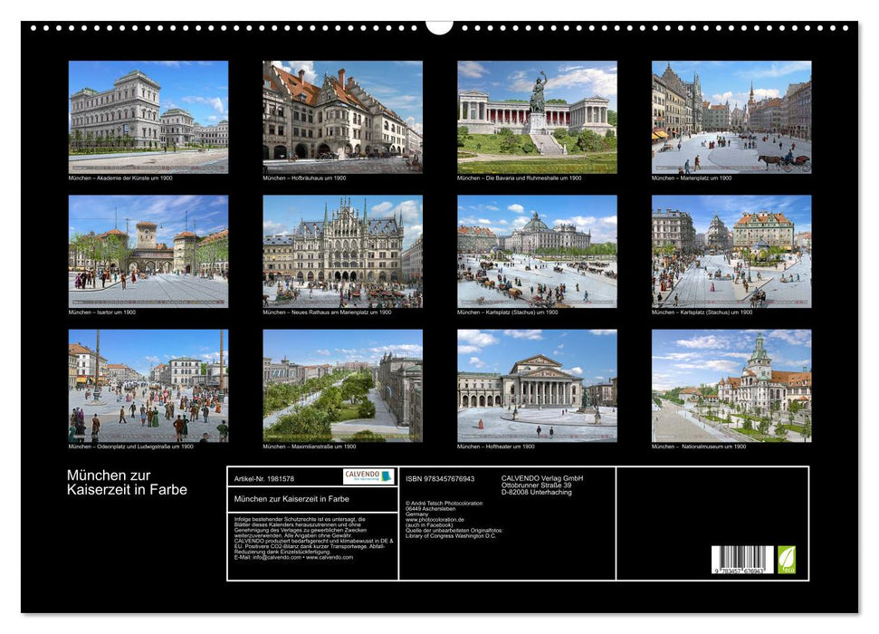 München zur Kaiserzeit in Farbe (CALVENDO Wandkalender 2026)