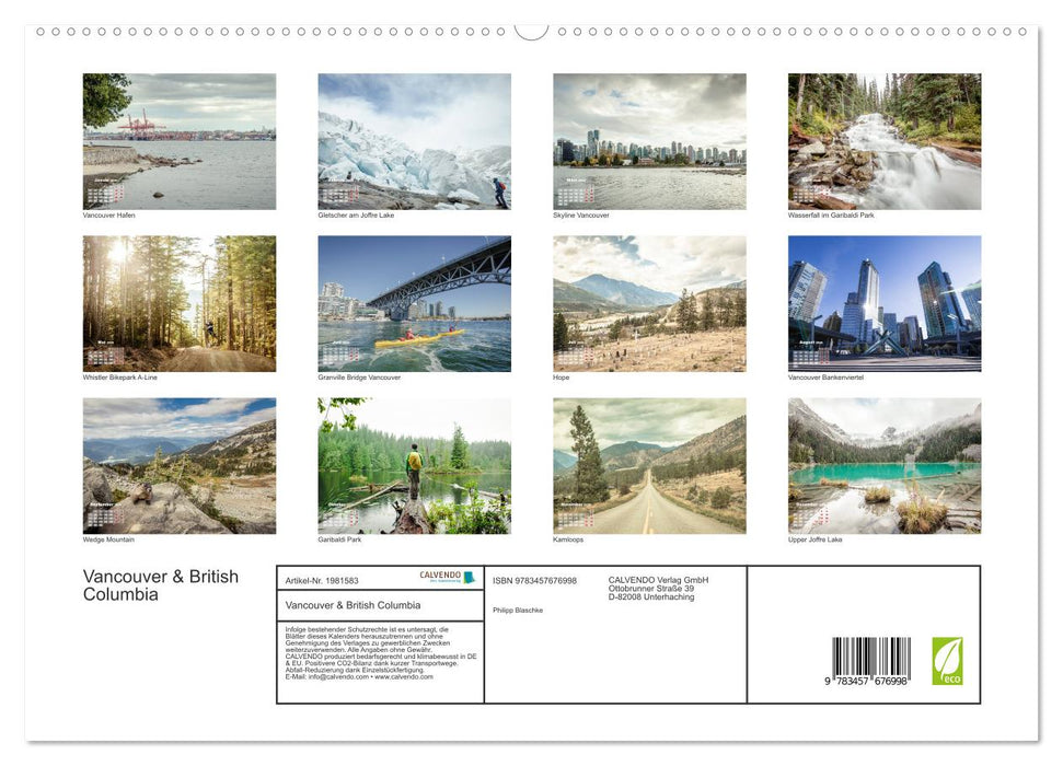 Vancouver & British Columbia (CALVENDO Premium Wandkalender 2026)
