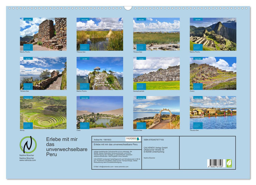 Erlebe mit mir das unverwechselbare Peru (CALVENDO Wandkalender 2026)