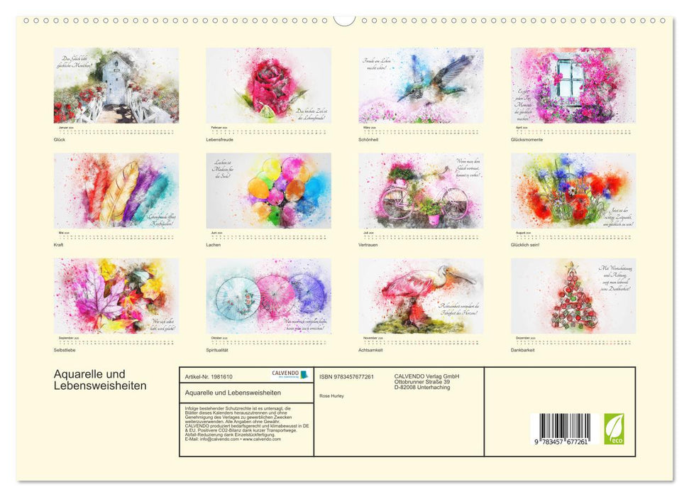 Aquarelle und Lebensweisheiten (CALVENDO Premium Wandkalender 2026)