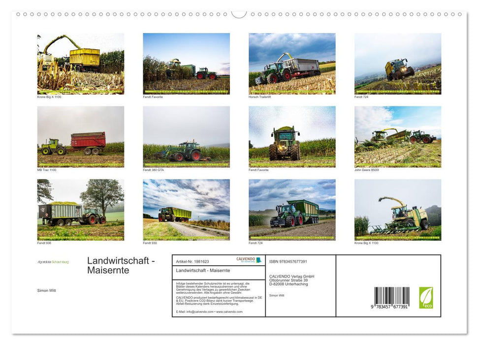 Landwirtschaft - Maisernte (CALVENDO Premium Wandkalender 2026)
