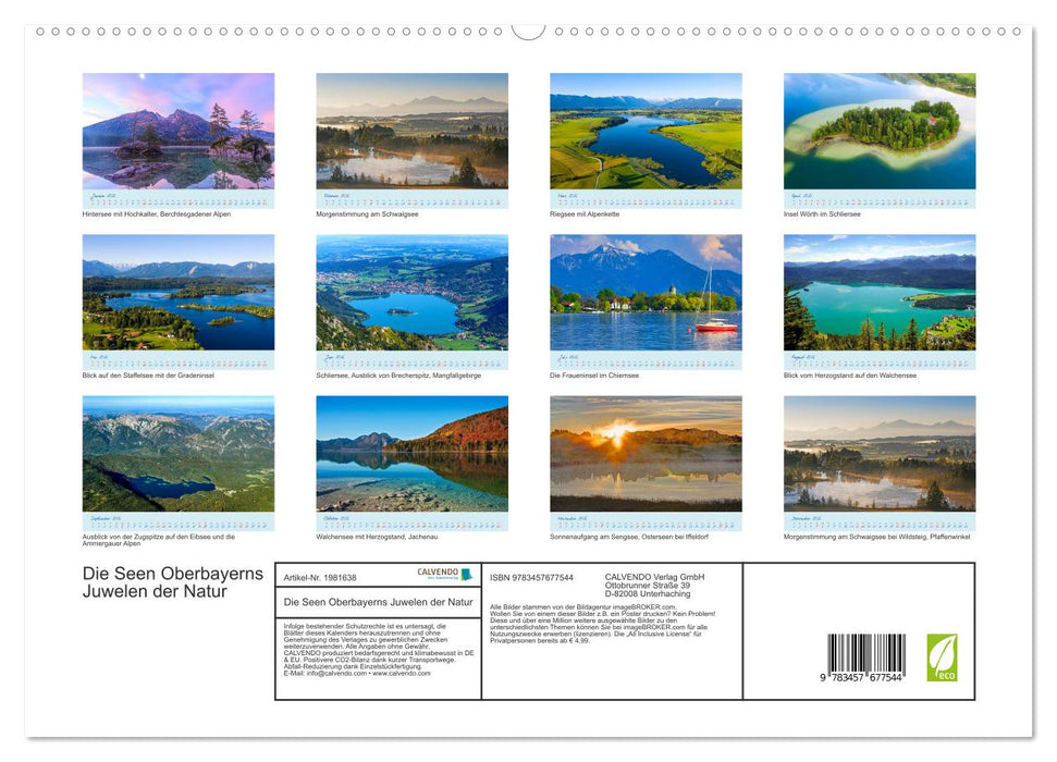 Die Seen Oberbayerns Juwelen der Natur (CALVENDO Premium Wandkalender 2026)