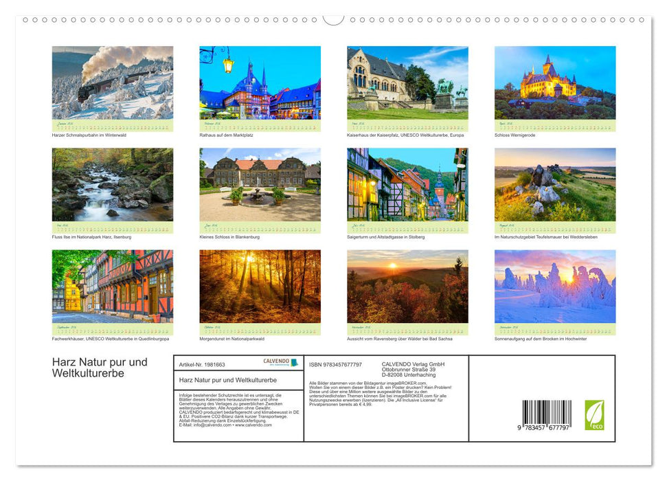 Harz Natur pur und Weltkulturerbe (CALVENDO Premium Wandkalender 2026)