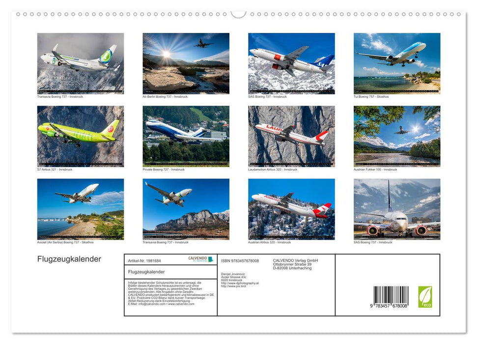Flugzeugkalender (CALVENDO Premium Wandkalender 2026)