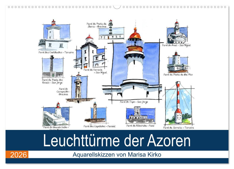 Leuchttürme der Azoren (CALVENDO Wandkalender 2026)