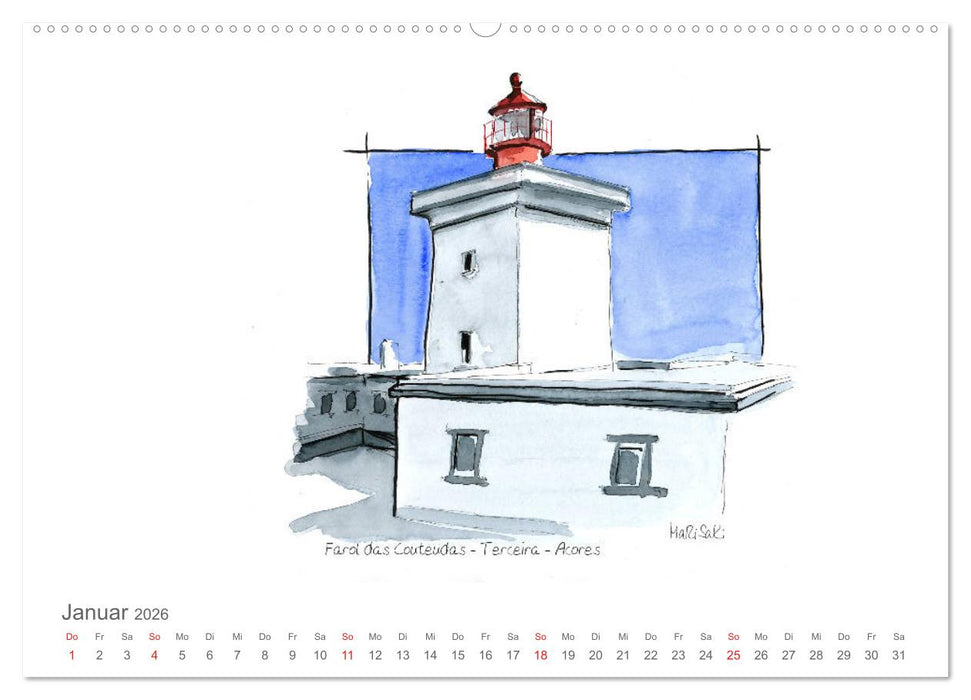 Leuchttürme der Azoren (CALVENDO Wandkalender 2026)