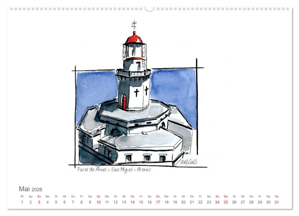Leuchttürme der Azoren (CALVENDO Wandkalender 2026)
