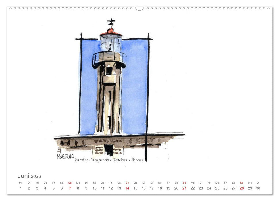 Leuchttürme der Azoren (CALVENDO Wandkalender 2026)