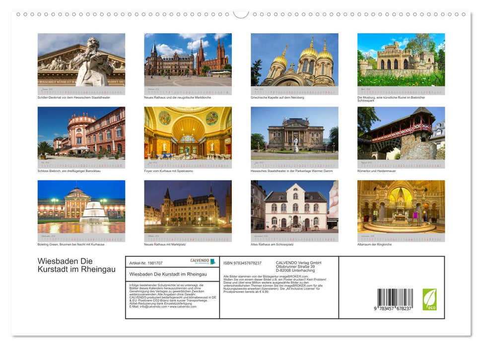Wiesbaden Die Kurstadt im Rheingau (CALVENDO Premium Wandkalender 2026)