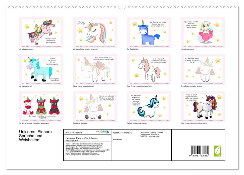 Unicorns. Einhorn-Sprüche und Weisheiten! (CALVENDO Premium Wandkalender 2026)