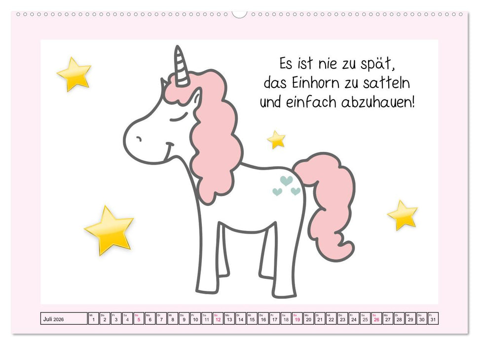 Unicorns. Einhorn-Sprüche und Weisheiten! (CALVENDO Premium Wandkalender 2026)