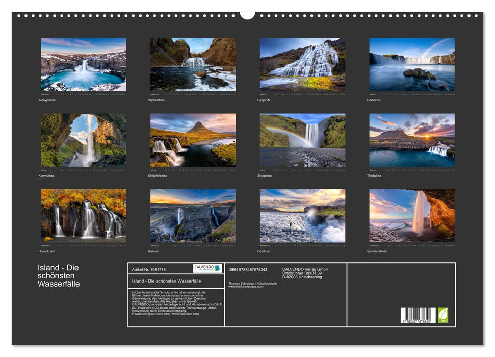 Island - Die schönsten Wasserfälle (CALVENDO Wandkalender 2026)
