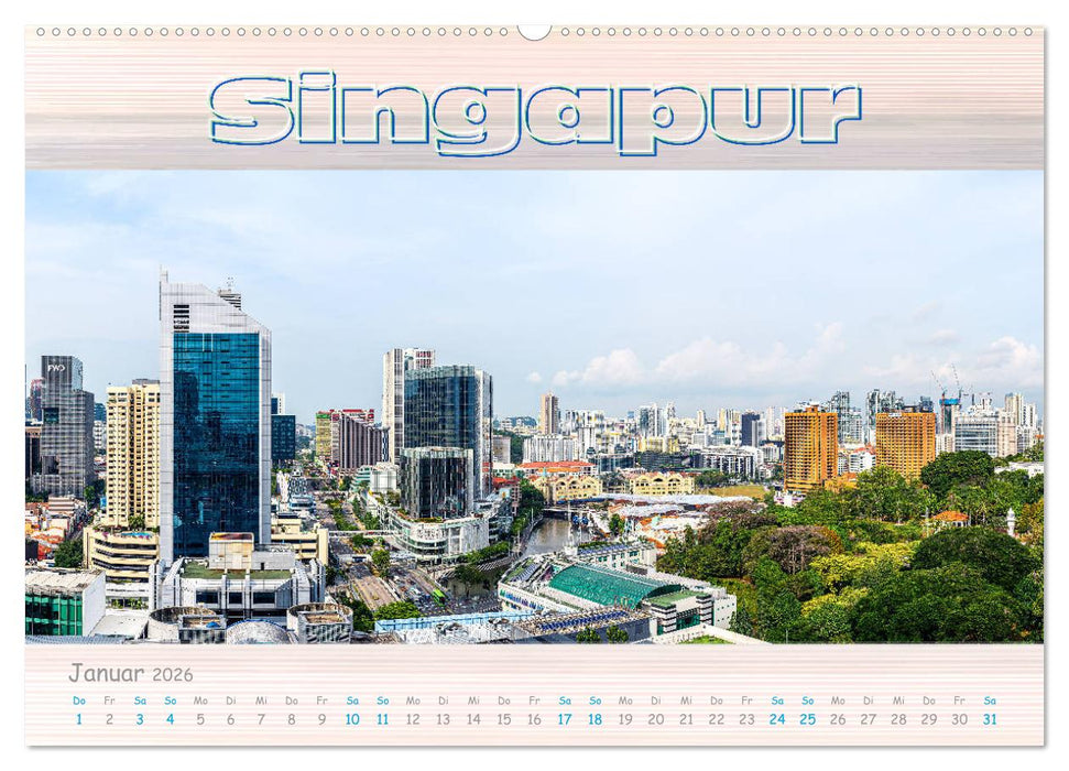 Singapur als Panorama (CALVENDO Premium Wandkalender 2026)