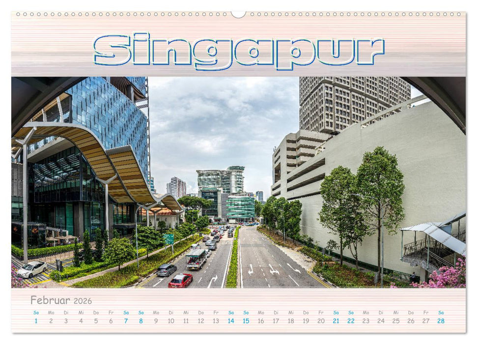 Singapur als Panorama (CALVENDO Premium Wandkalender 2026)