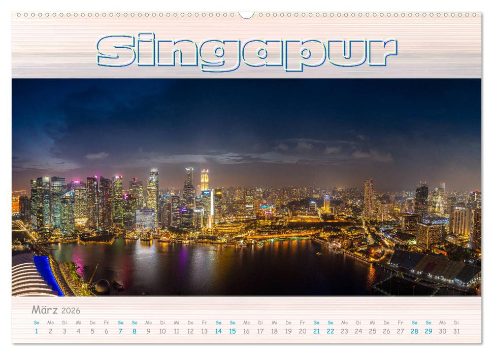 Singapur als Panorama (CALVENDO Premium Wandkalender 2026)