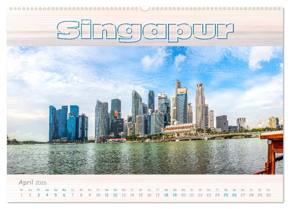 Singapur als Panorama (CALVENDO Premium Wandkalender 2026)