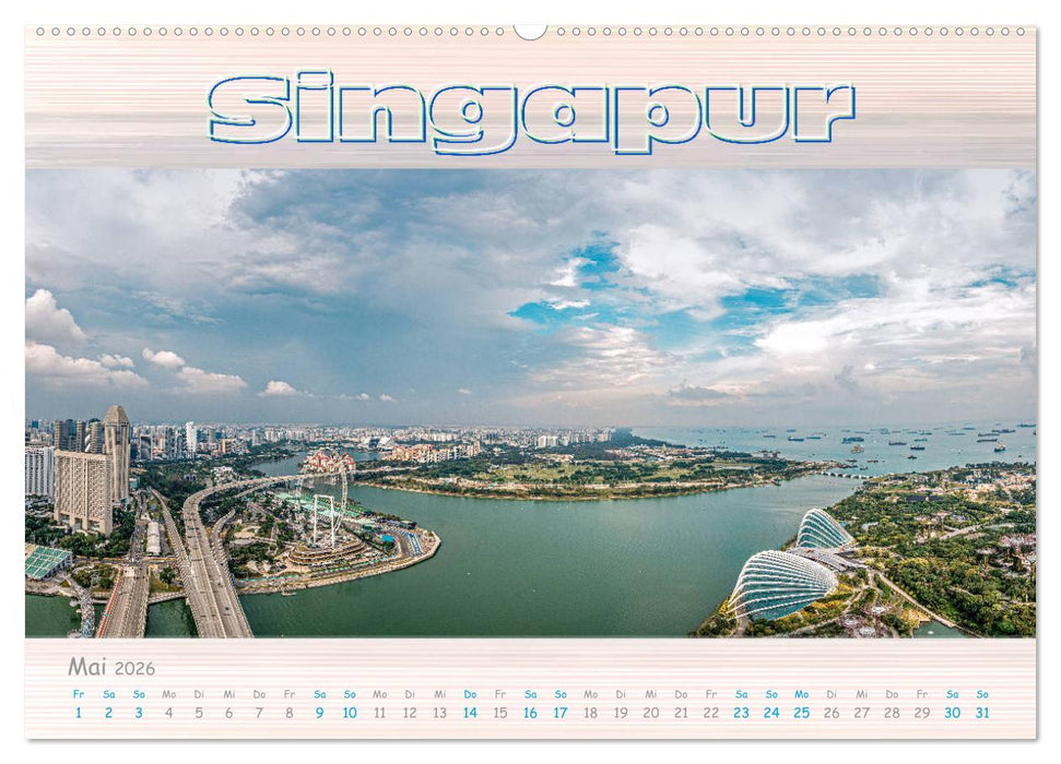 Singapur als Panorama (CALVENDO Premium Wandkalender 2026)