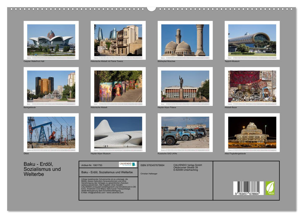 Baku - Erdöl, Sozialismus und Welterbe (CALVENDO Premium Wandkalender 2026)