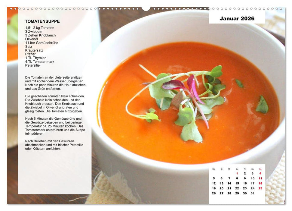 Aus der Suppenküche. Küchenkalender mit tollen Rezepten (CALVENDO Premium Wandkalender 2026)