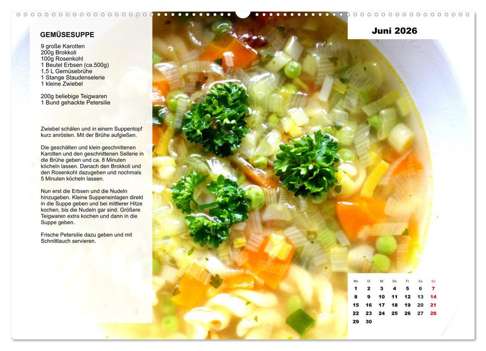 Aus der Suppenküche. Küchenkalender mit tollen Rezepten (CALVENDO Premium Wandkalender 2026)