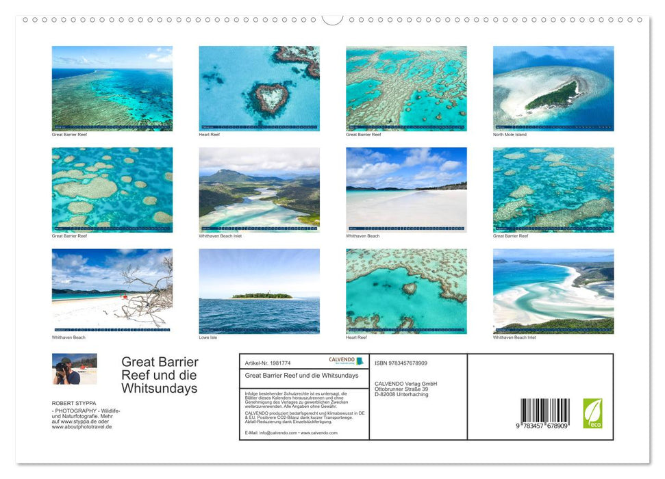 Great Barrier Reef und die Whitsundays (CALVENDO Premium Wandkalender 2026)
