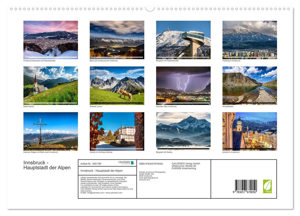 Innsbruck - Hauptstadt der Alpen (CALVENDO Premium Wandkalender 2026)