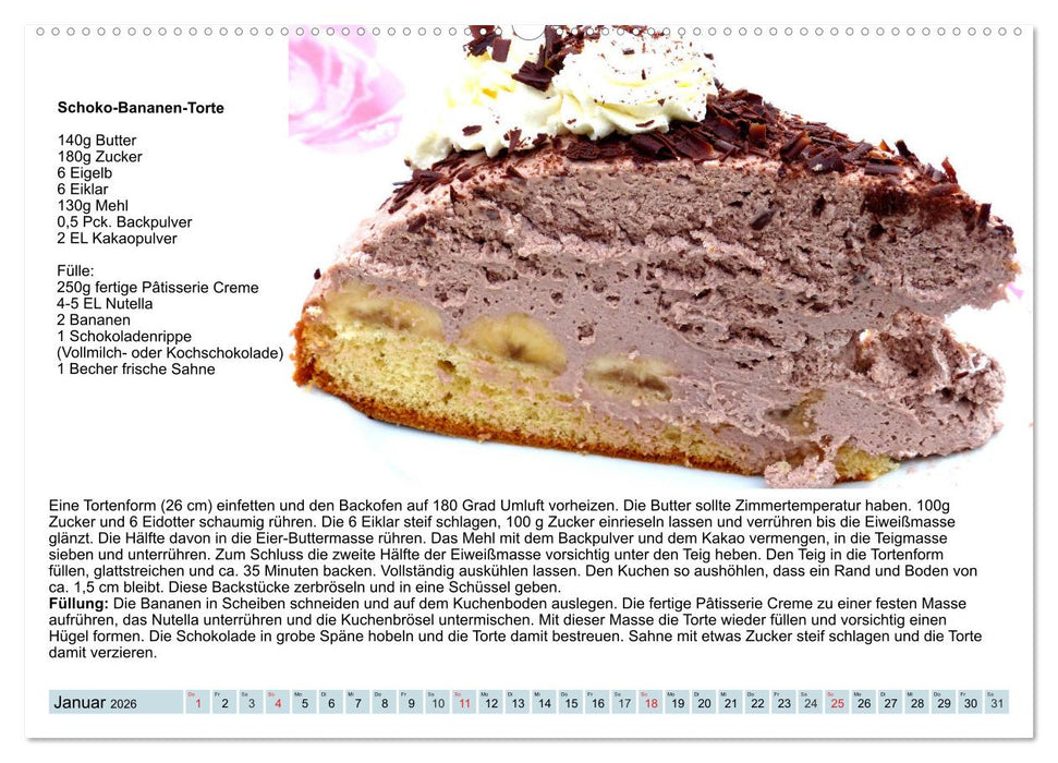 Exquisite Torten. Köstliche Rezepte für viele Anlässe (CALVENDO Premium Wandkalender 2026)