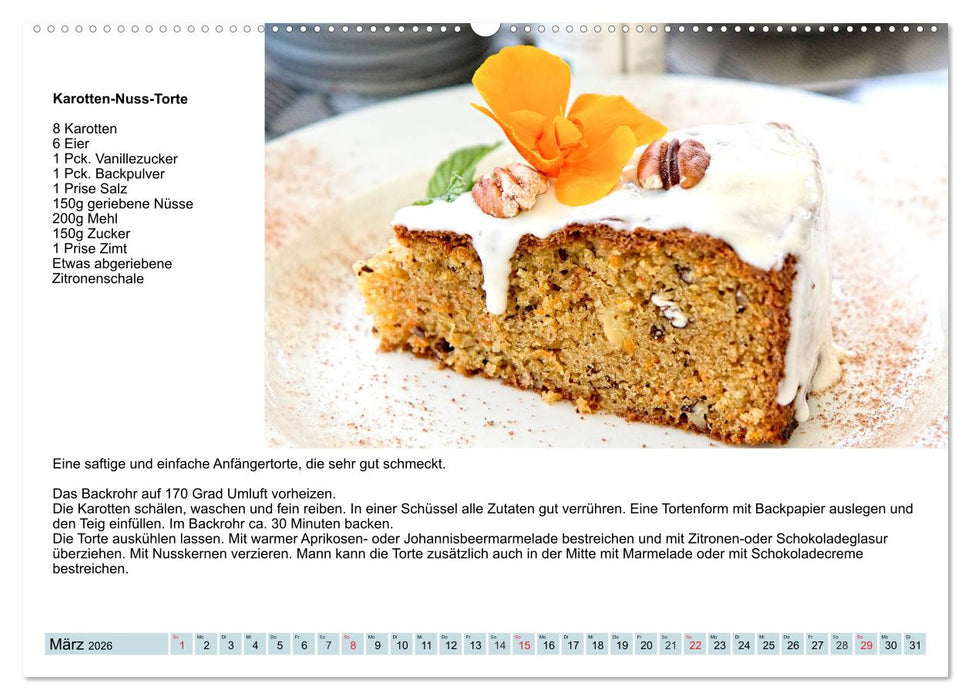 Exquisite Torten. Köstliche Rezepte für viele Anlässe (CALVENDO Premium Wandkalender 2026)