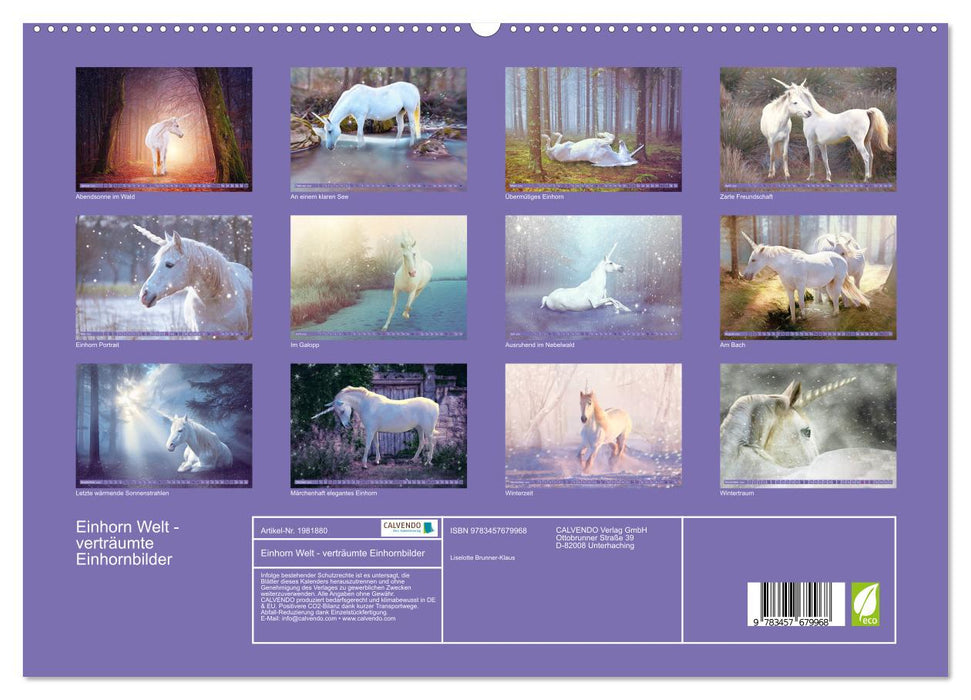 Einhorn Welt - verträumte Einhornbilder (CALVENDO Premium Wandkalender 2026)