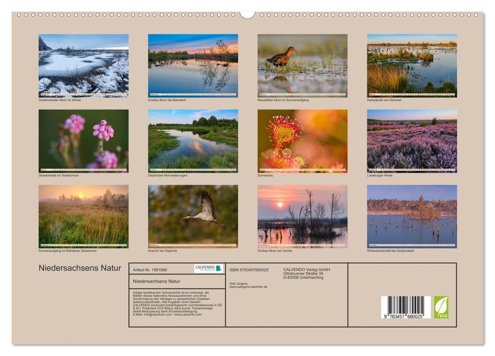 Niedersachsens Natur (CALVENDO Premium Wandkalender 2026)