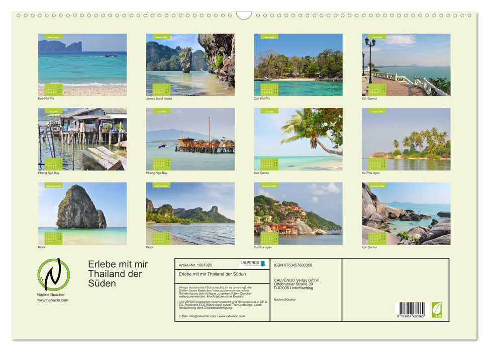 Erlebe mit mir Thailand der Süden (CALVENDO Wandkalender 2026)