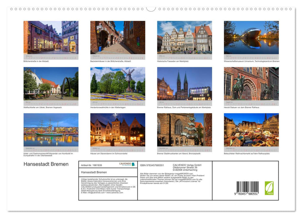 Hansestadt Bremen (CALVENDO Premium Wandkalender 2026)