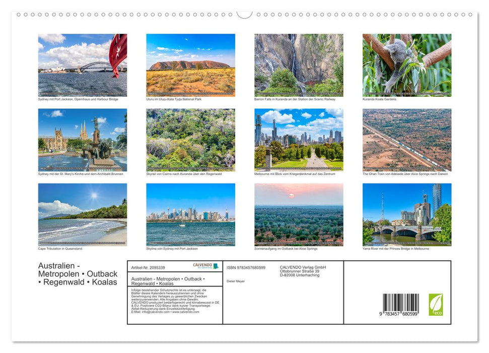 Australien - Metropolen • Outback • Regenwald • Koalas (CALVENDO Premium Wandkalender 2026)