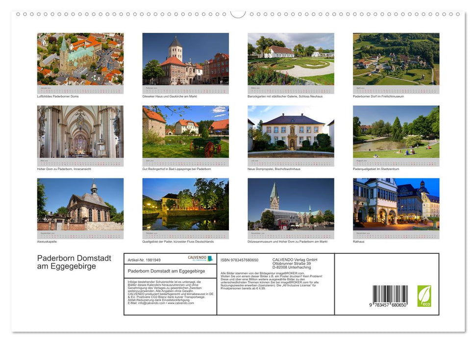 Paderborn Domstadt am Eggegebirge (CALVENDO Premium Wandkalender 2026)