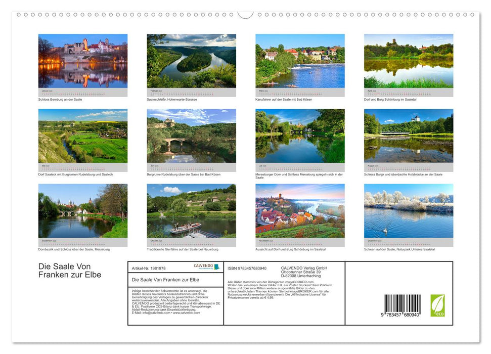 Die Saale Von Franken zur Elbe (CALVENDO Premium Wandkalender 2026)